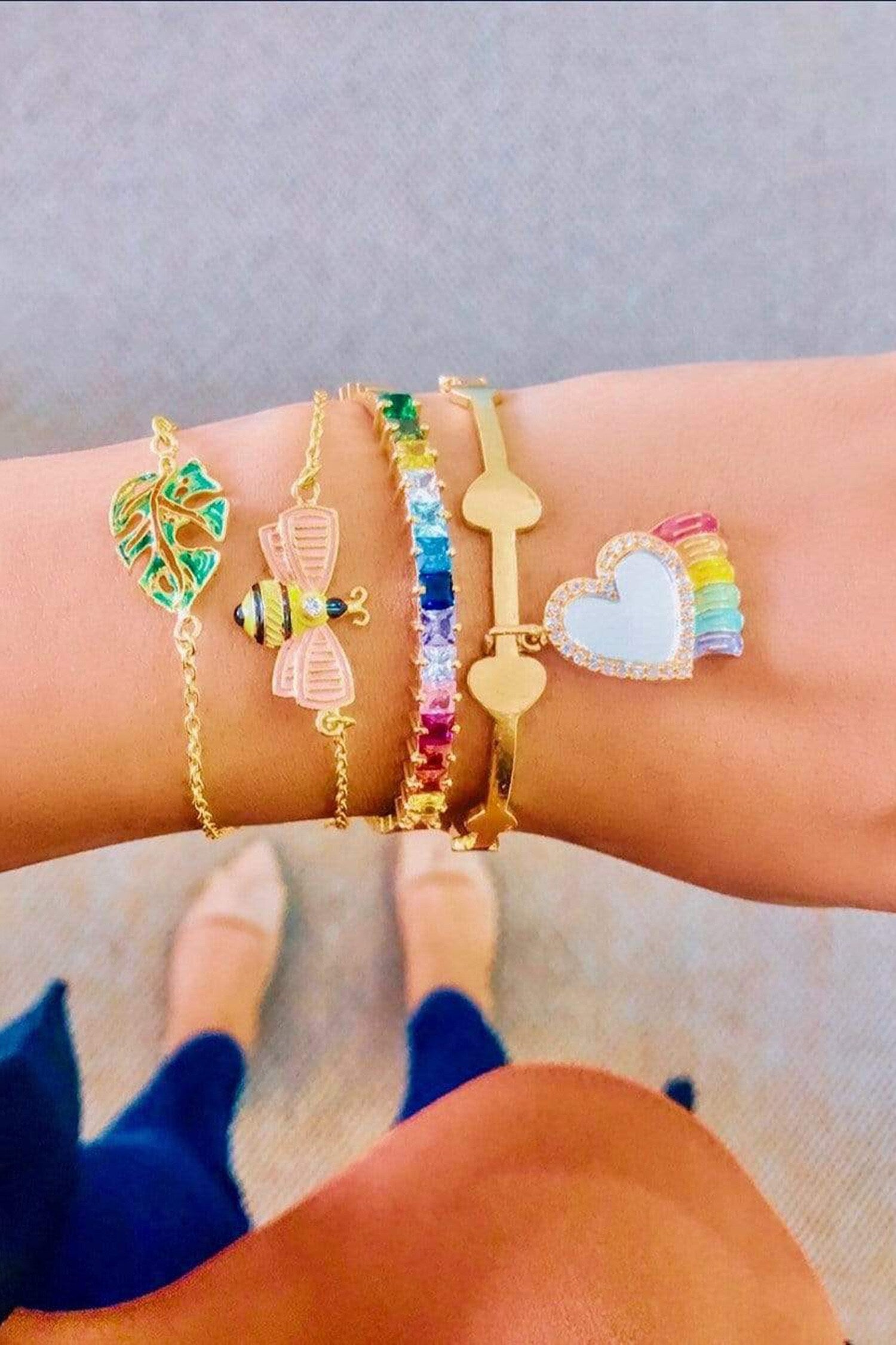 Gold Honey Bee Charm Bracelet 