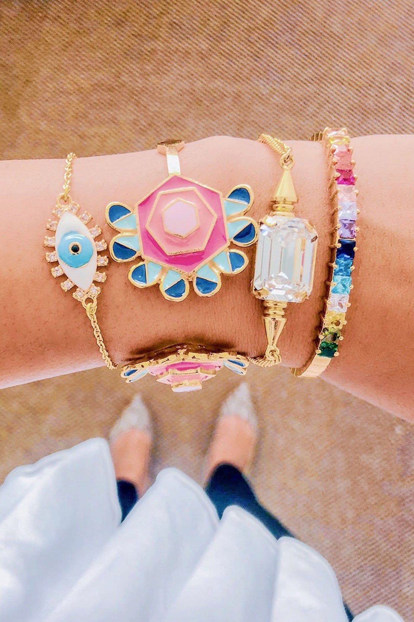 Embellished Evil Eye Charm Bracelet 