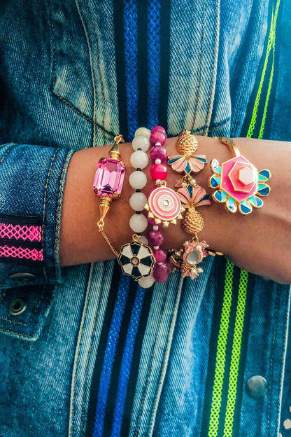 Gold Flower Charm Bracelet 