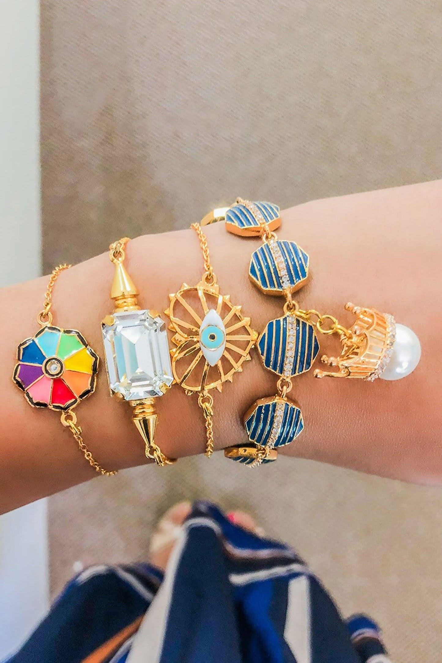 Multi Color Fleur Charm Handmade Bracelet 