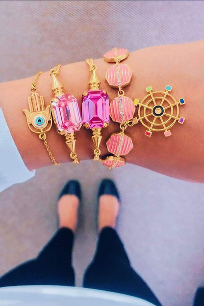 Gold Hamsa Hand Charm Bracelet 