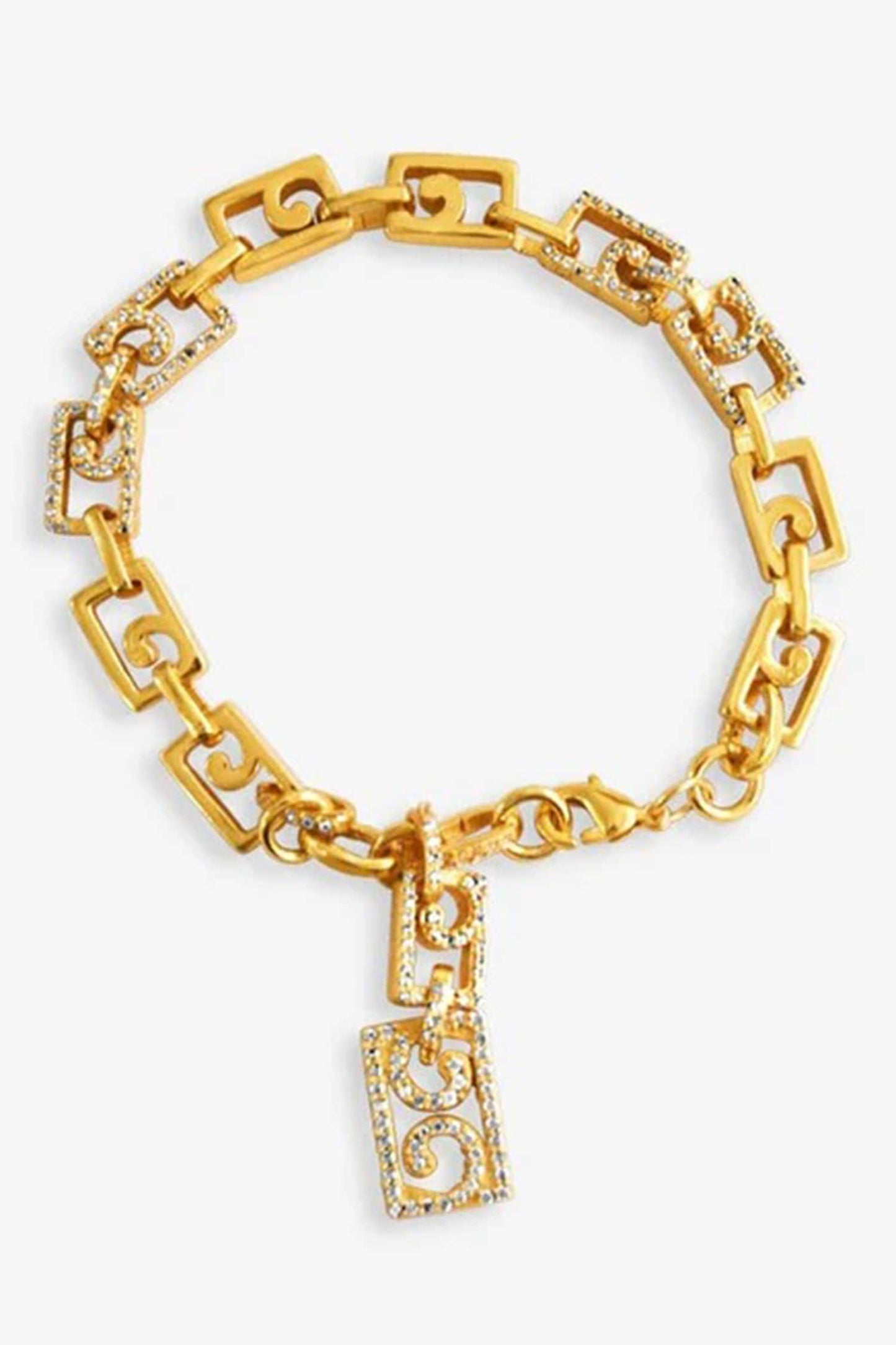 Gold Crystal Embellished Charm Bracelet 