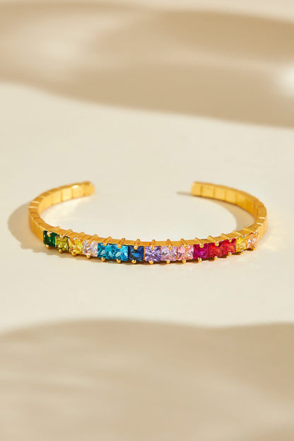 Multicolor Stone Embellished Cuff Bracelet 