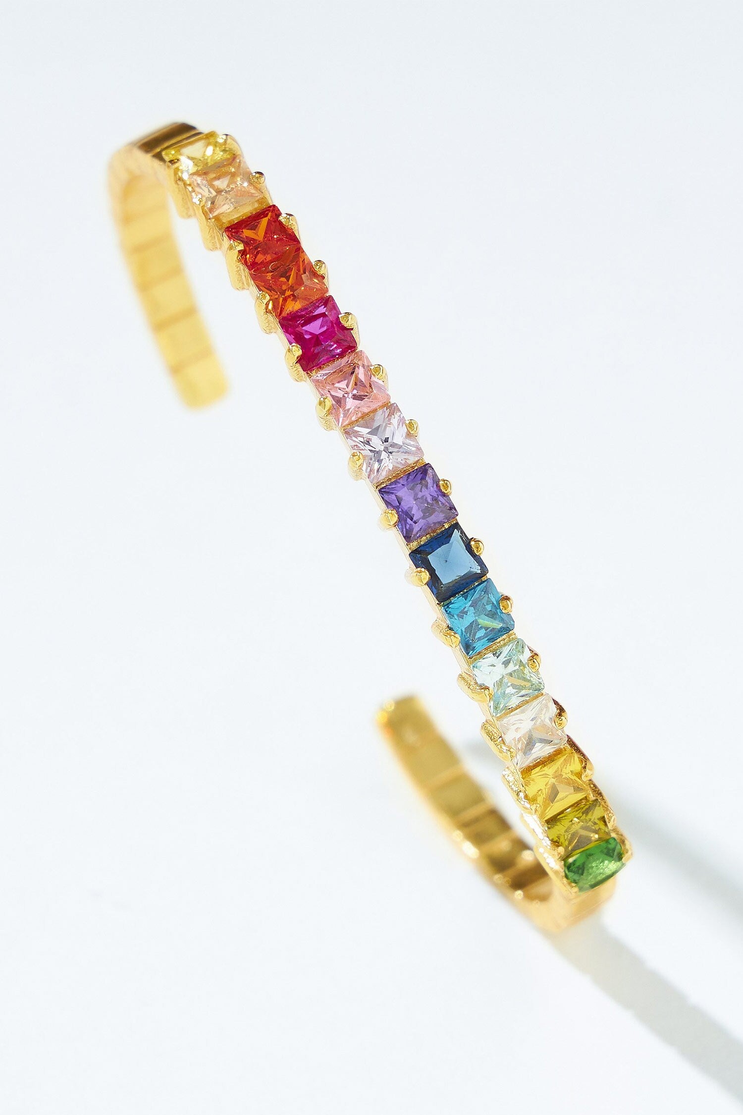Multicolor Stone Embellished Cuff Bracelet 