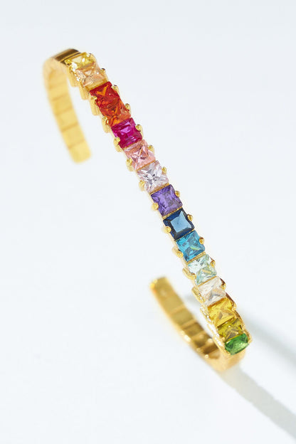 Multicolor Stone Embellished Cuff Bracelet 