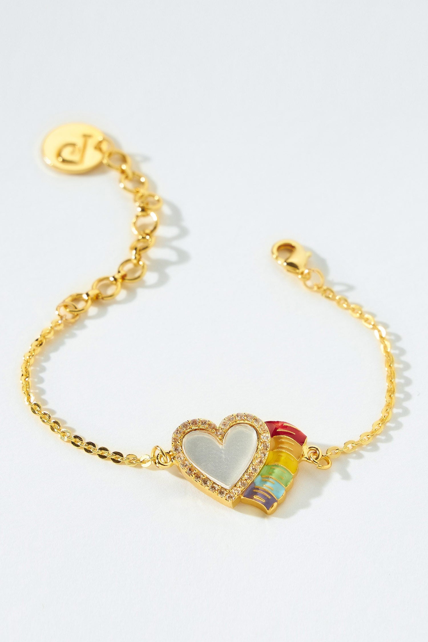 Multicolor Heart Charm Bracelet 