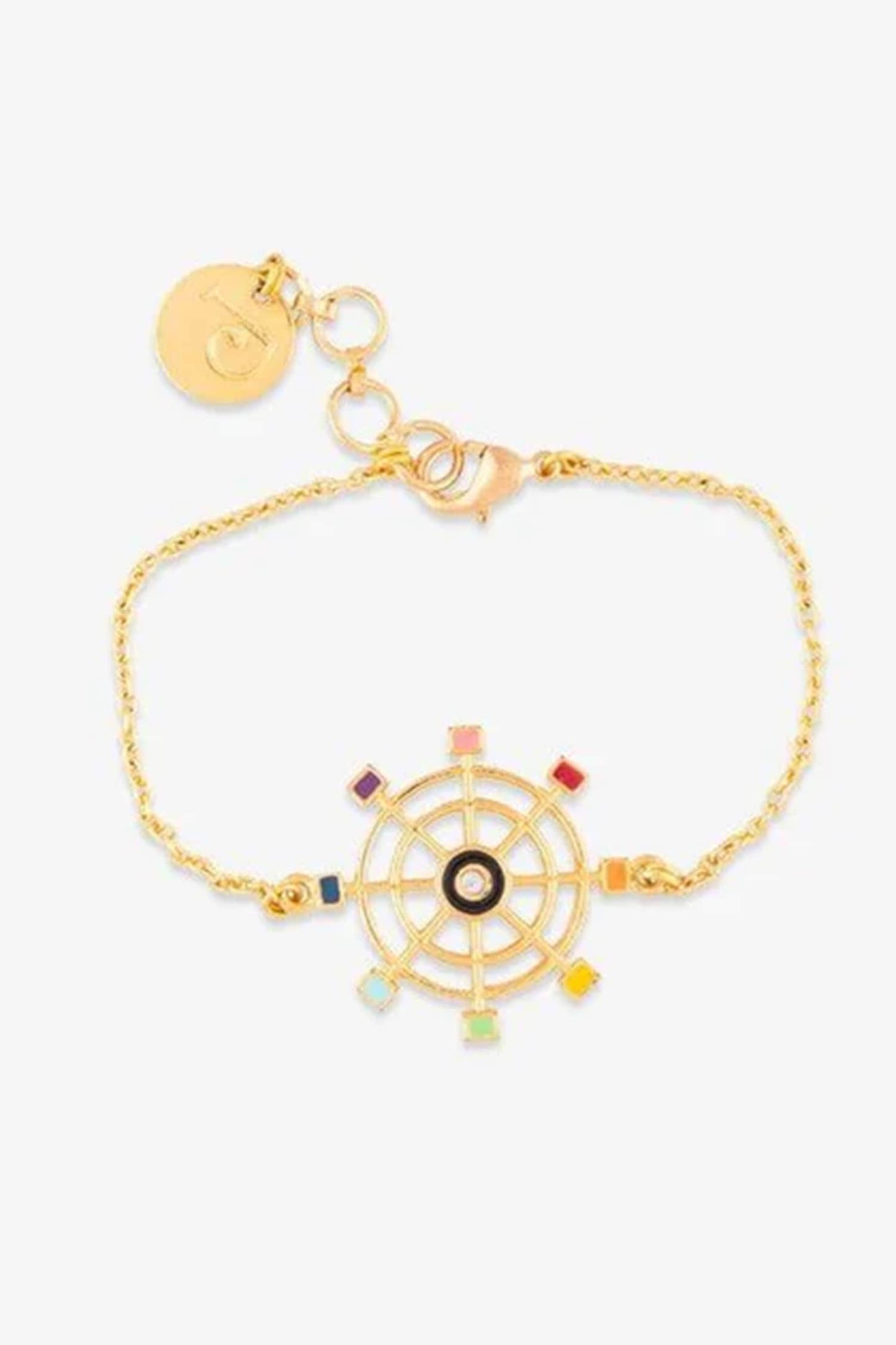 Gold Toned Pinwheel Charm Bracelet 