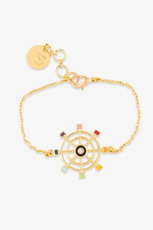 Gold Toned Pinwheel Charm Bracelet 