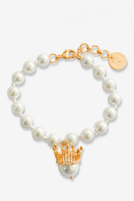Gold Toned Pearl Crown Bracelet 