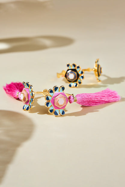 Floral Enamelled Open Bracelet 