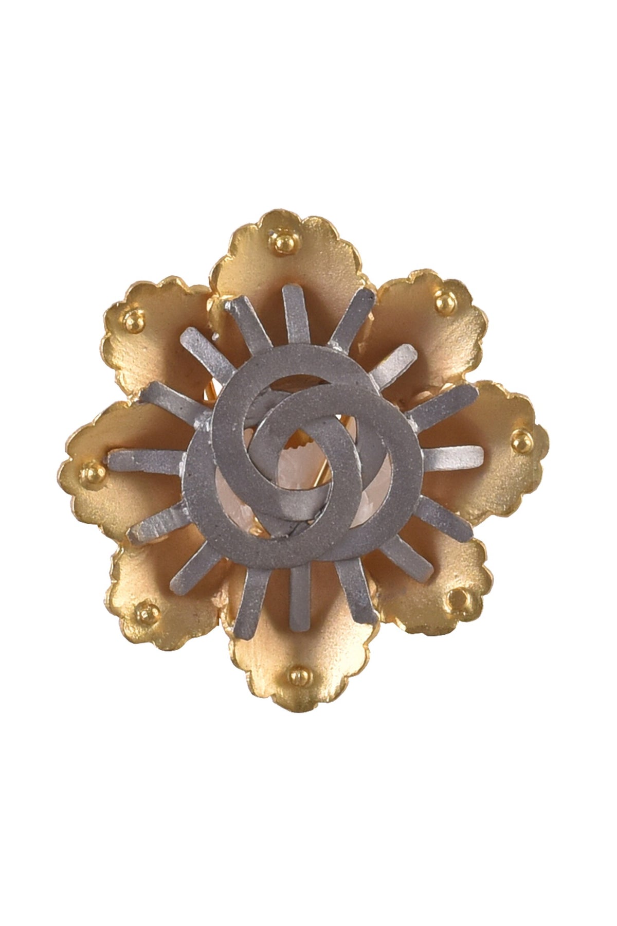 Floral Two Tone Stud Earrings 