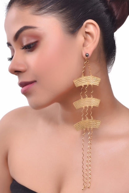 Geometric Cutwork Pattern Earrings 