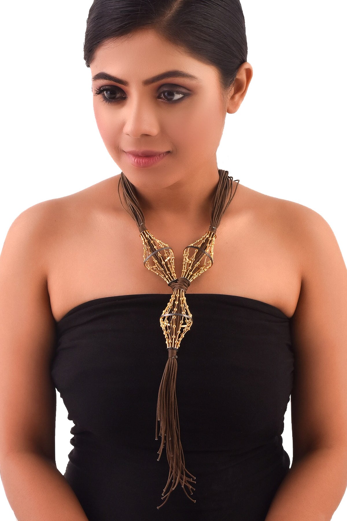 Cotton Thread Embroidered Necklace 
