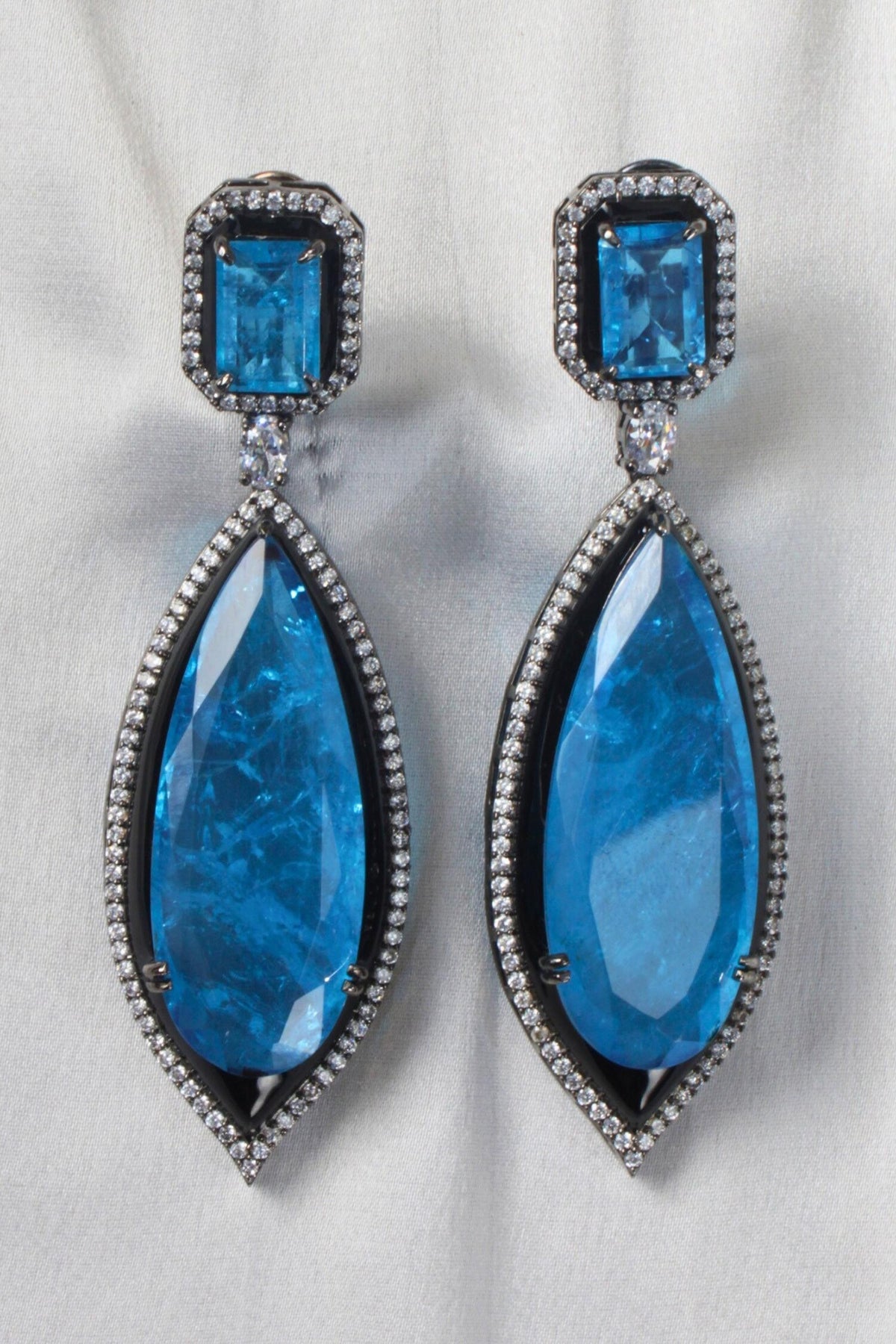 Zircon Embellished Teardrop Earrings 