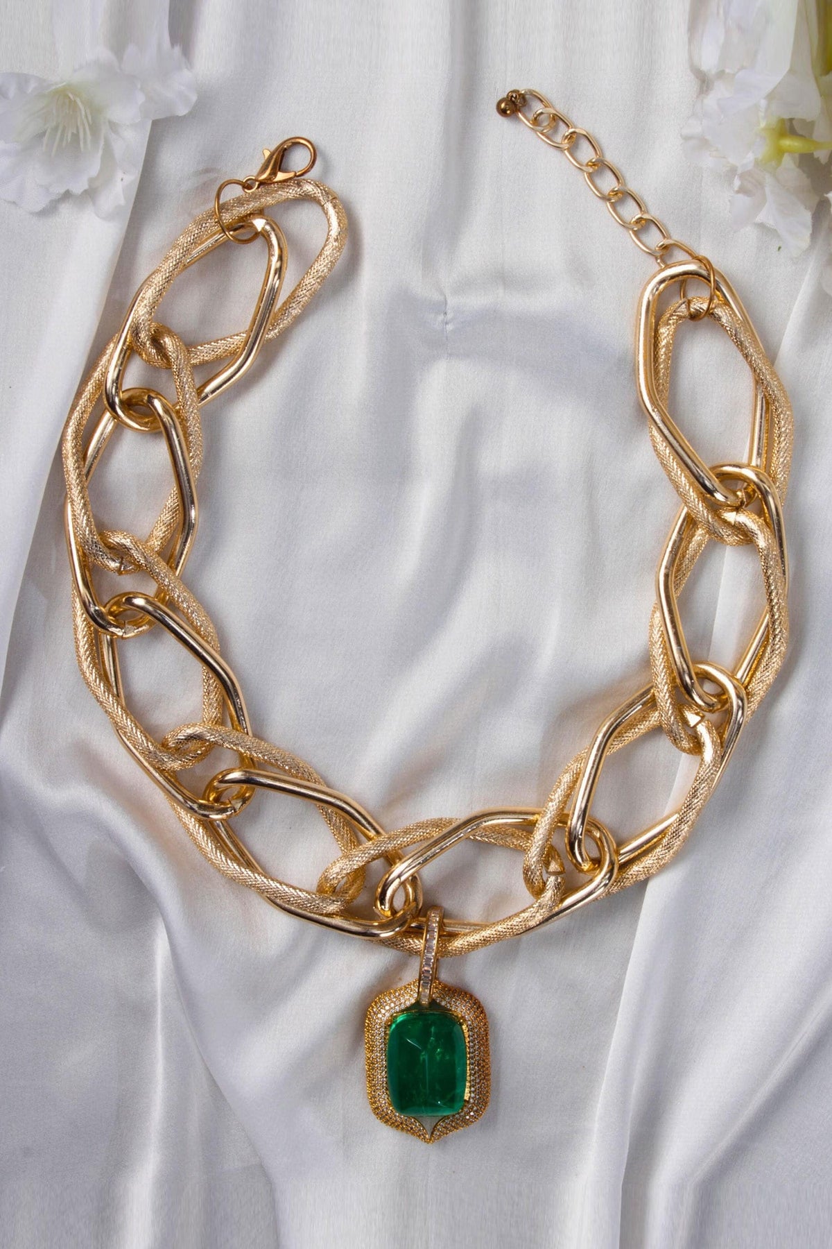 Square Stone Embellished Necklace 