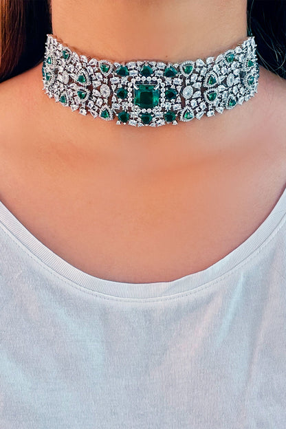 Emerald Embellished Choker Set 