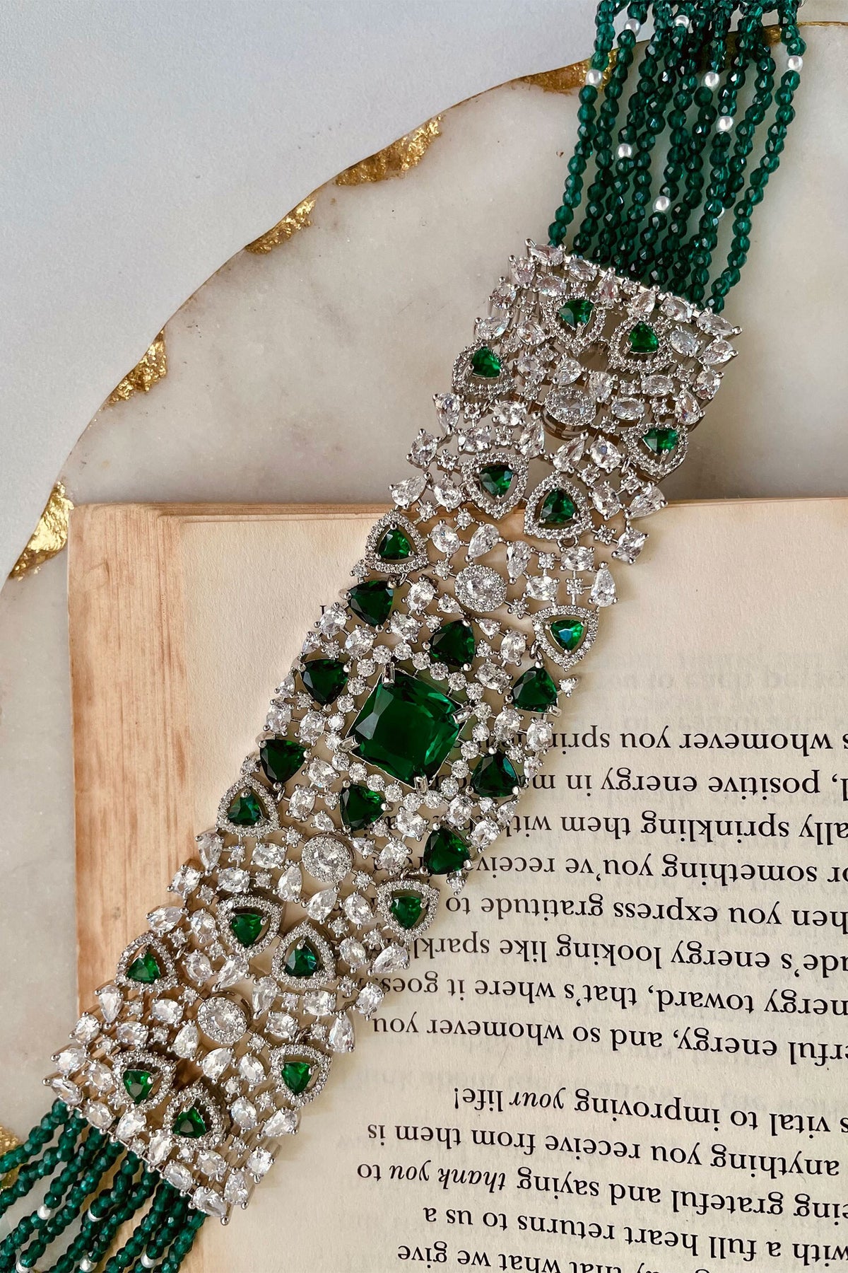 Emerald Embellished Choker Set 