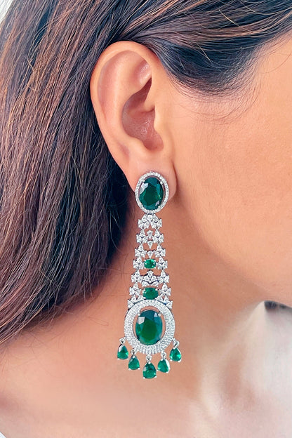 Sabz Sa Emerald Diamond Embellished Necklace Set 
