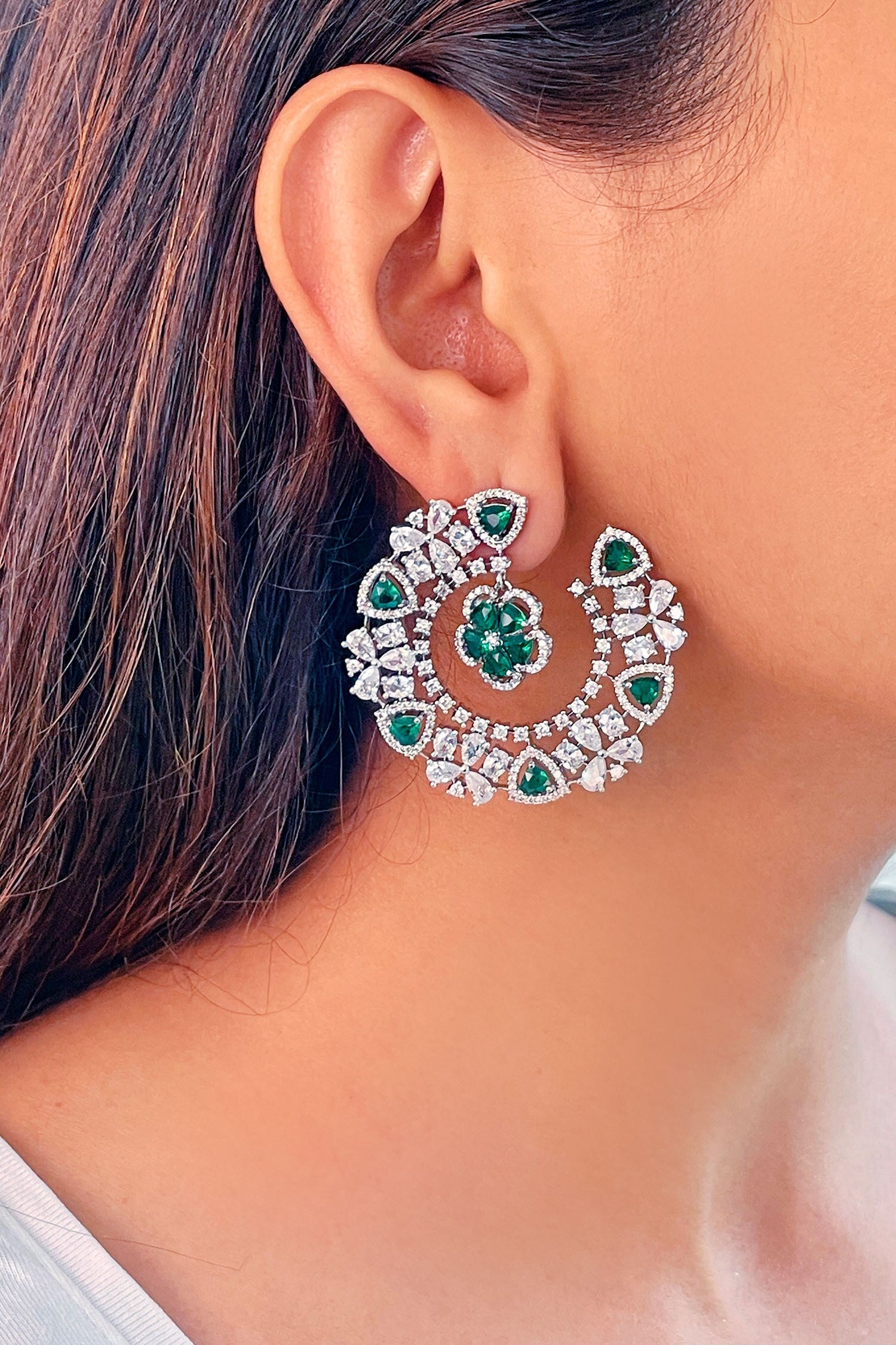 Maharani Gren Diza Emerald Embellished Necklace Set 