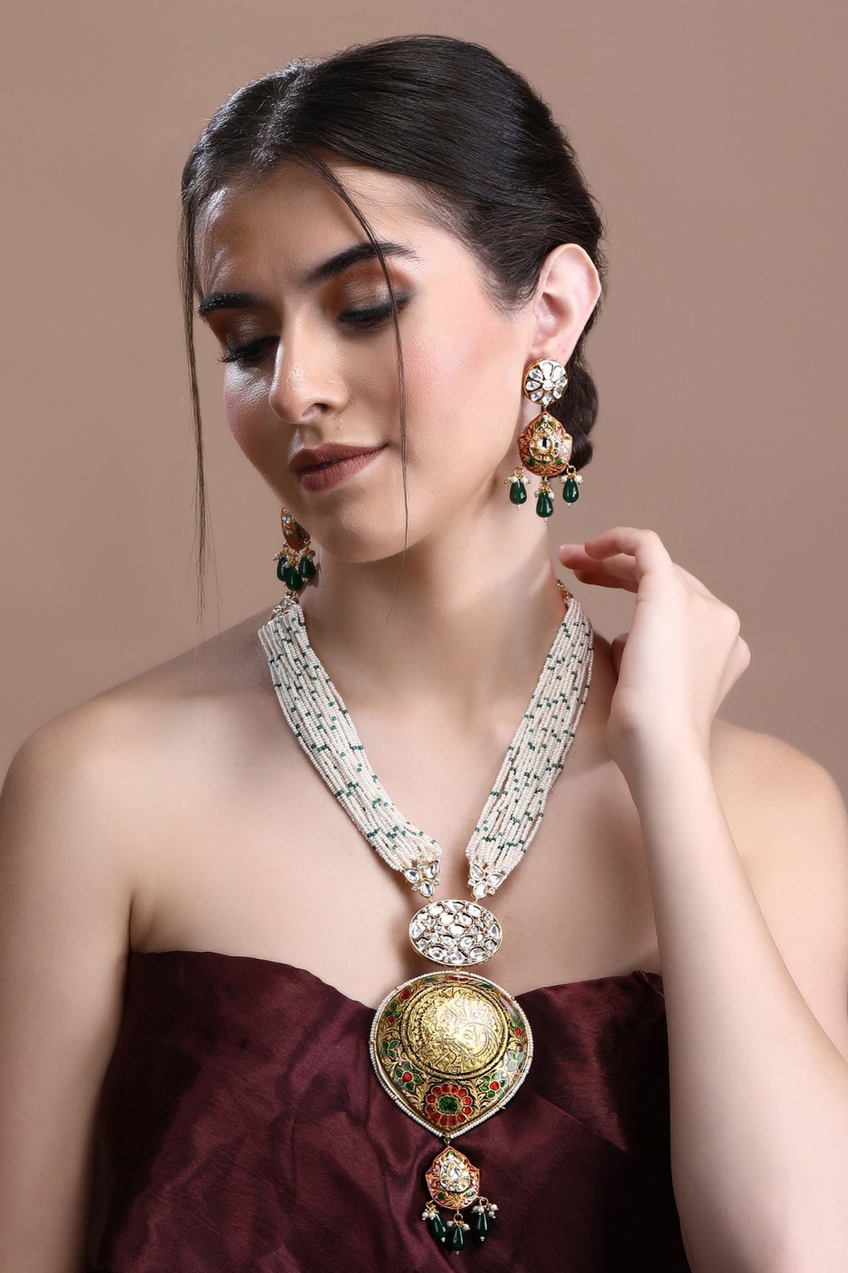 Beads & Stones Embellished Necklace Set 