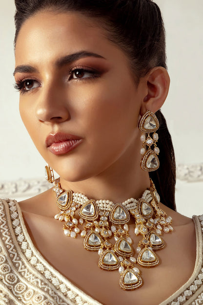 Polki & Pearl Embellished Necklace Set 
