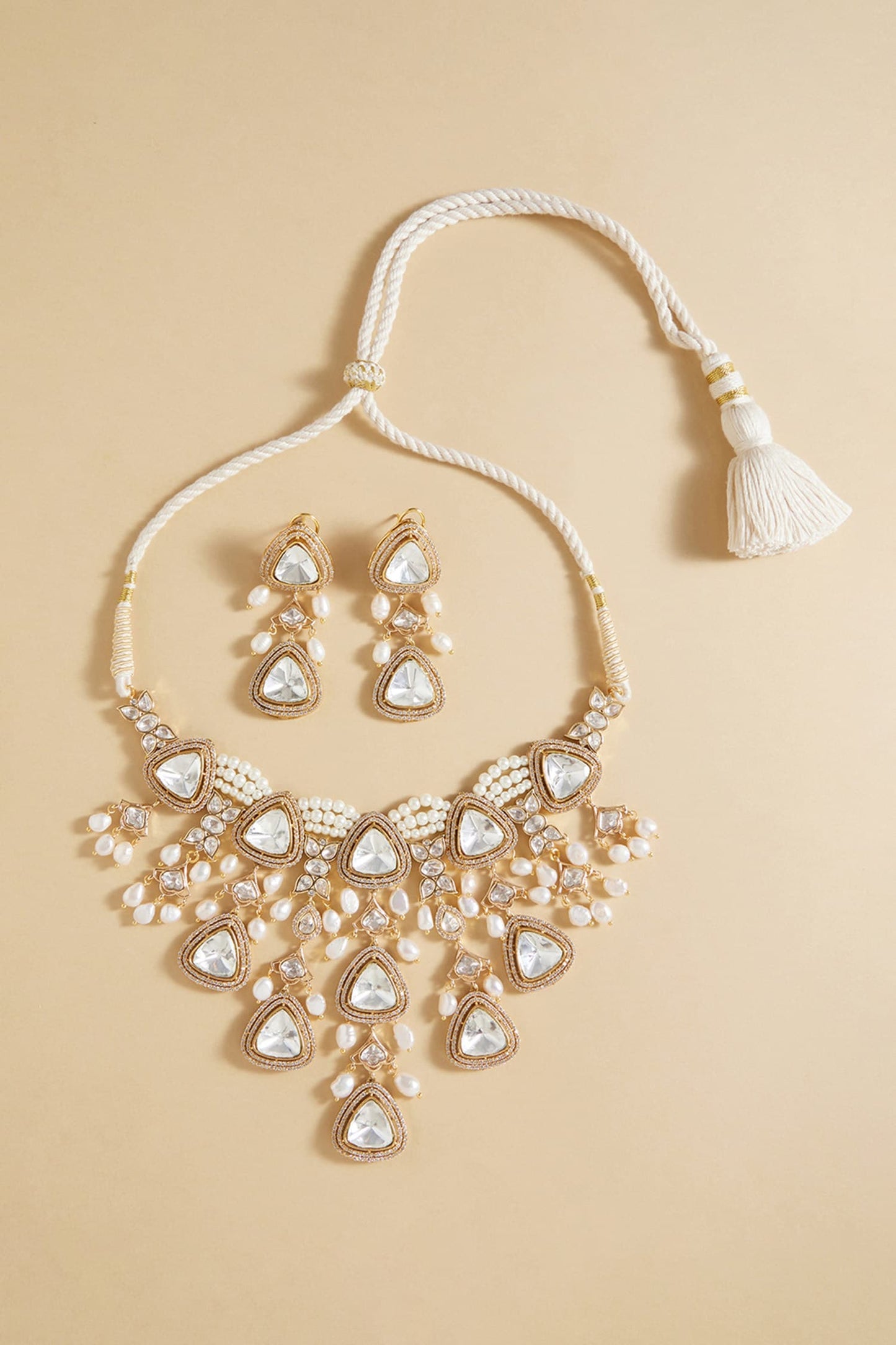 Polki & Pearl Embellished Necklace Set 