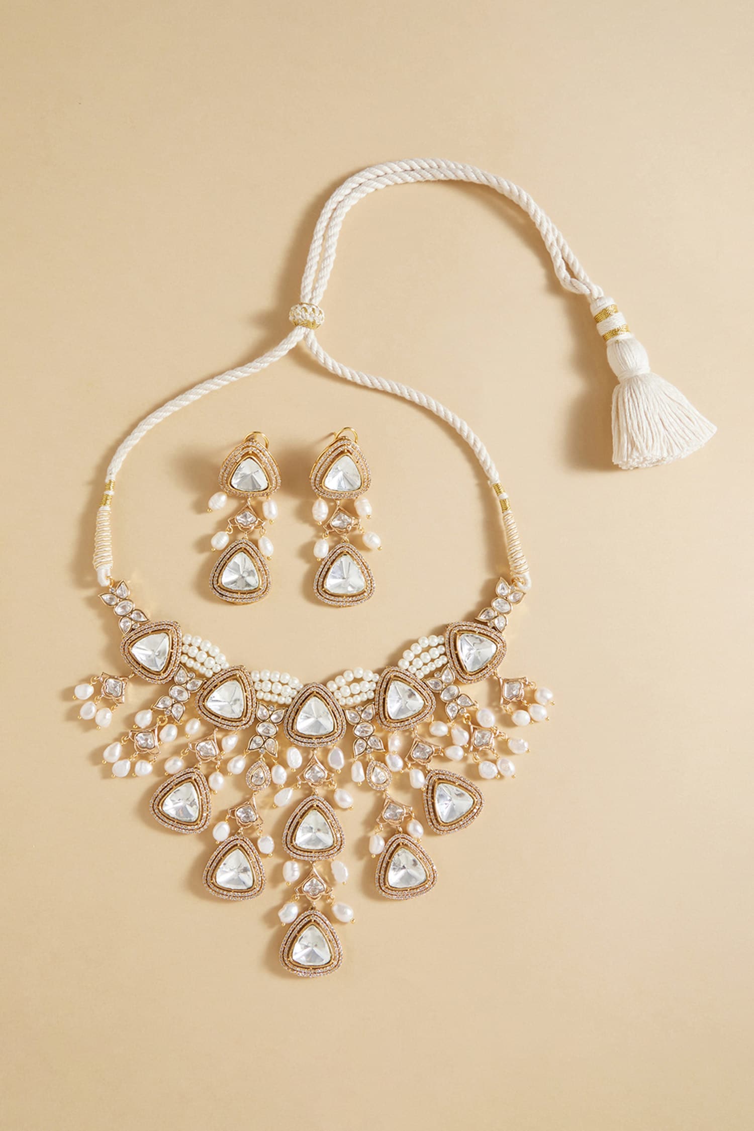 Polki & Pearl Embellished Necklace Set 