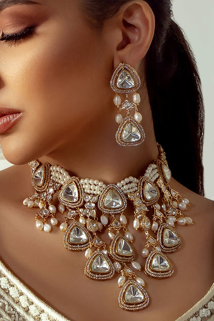 Polki & Pearl Embellished Necklace Set 