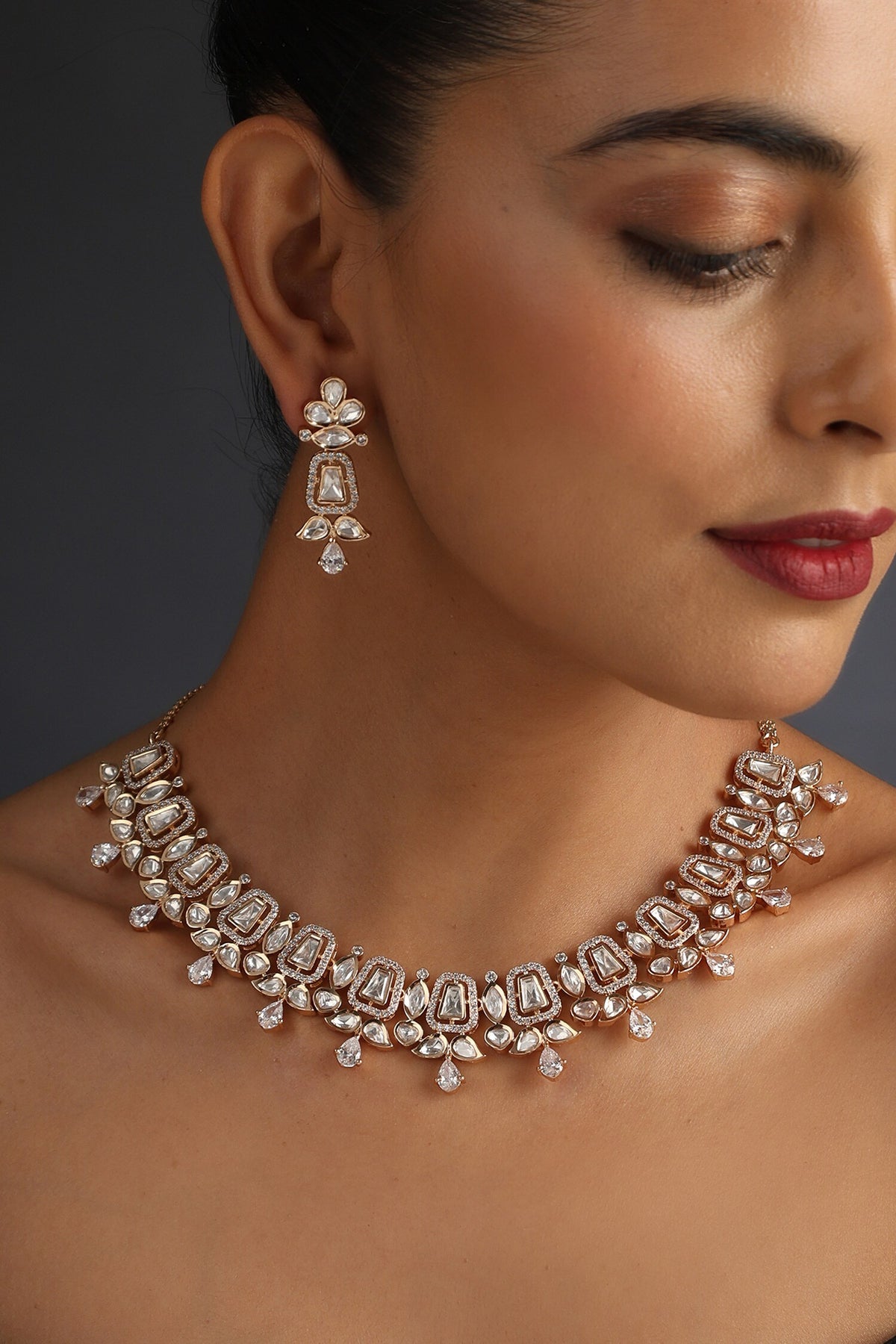 Polki Embellished Necklace Set 