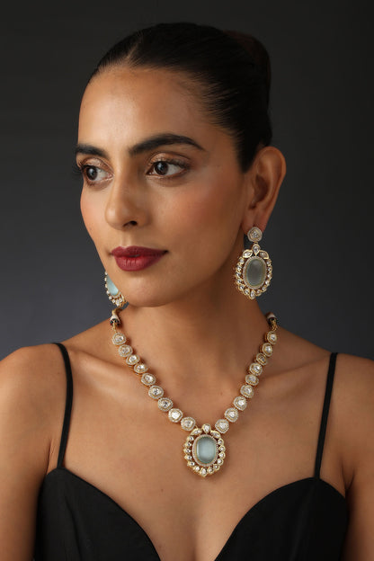 Polki Work Pendant Necklace Set 