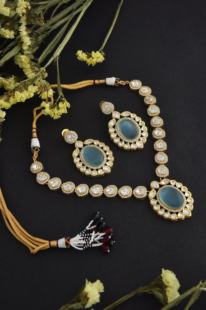 Polki Work Pendant Necklace Set 