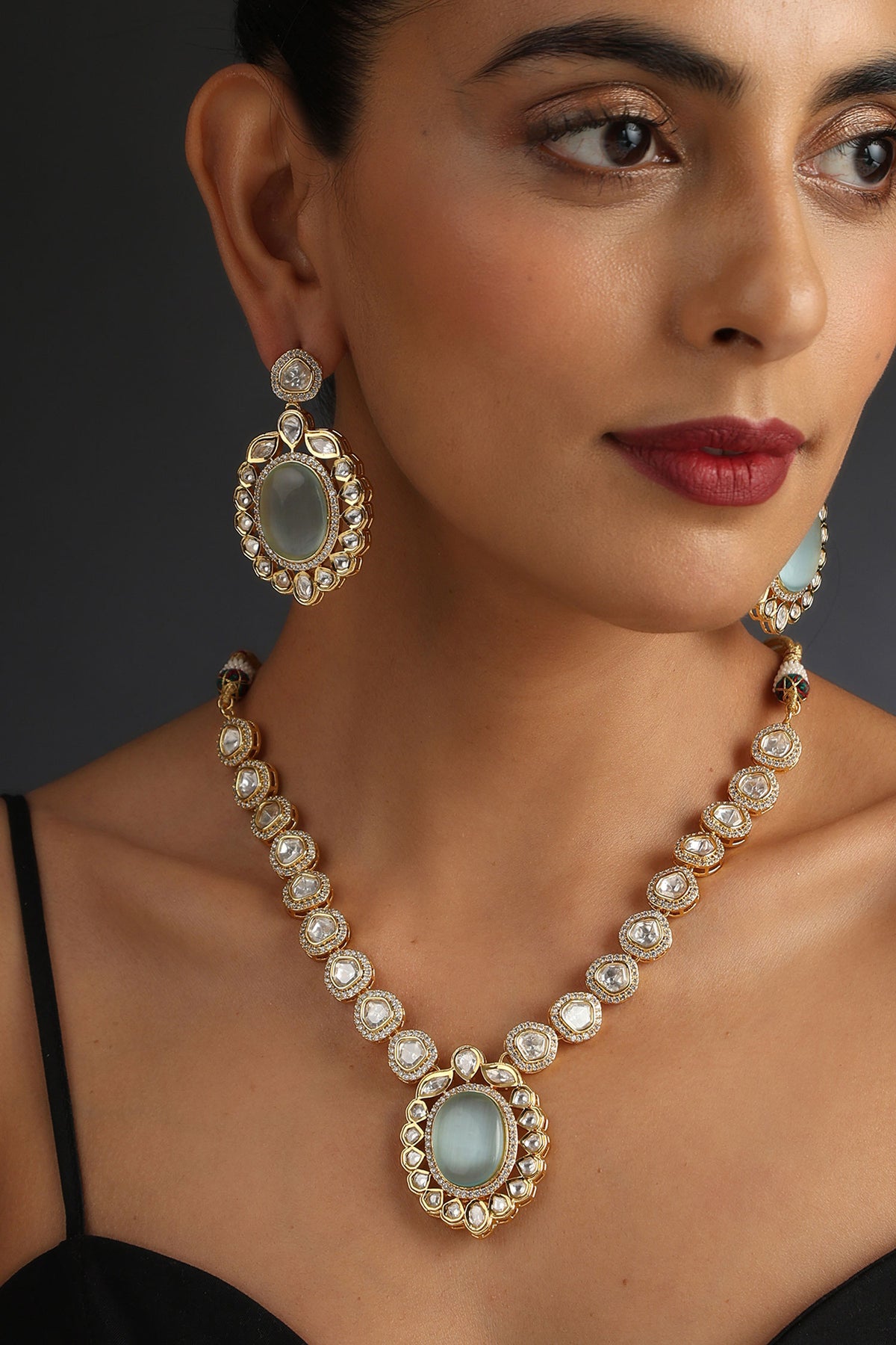 Polki Work Pendant Necklace Set 