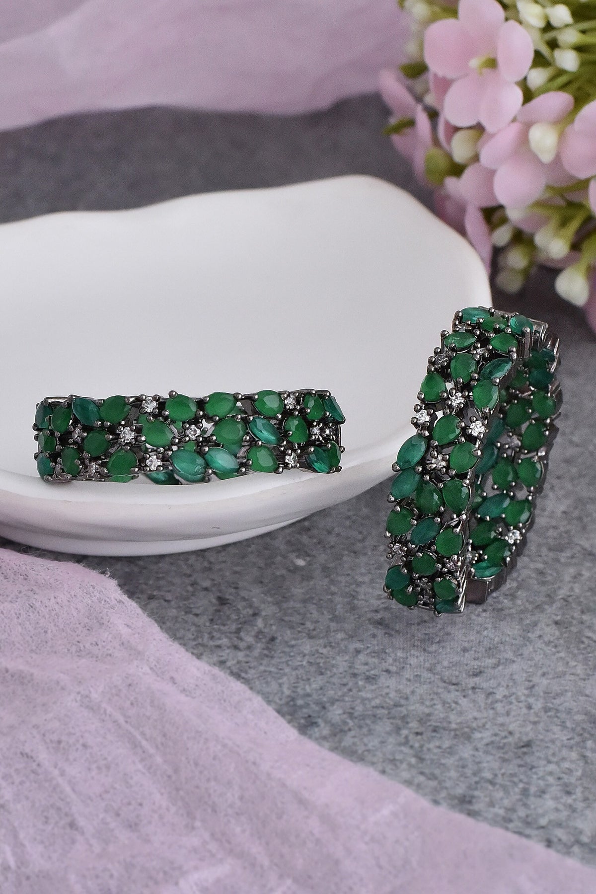 Zirconia Embellished Hoops 