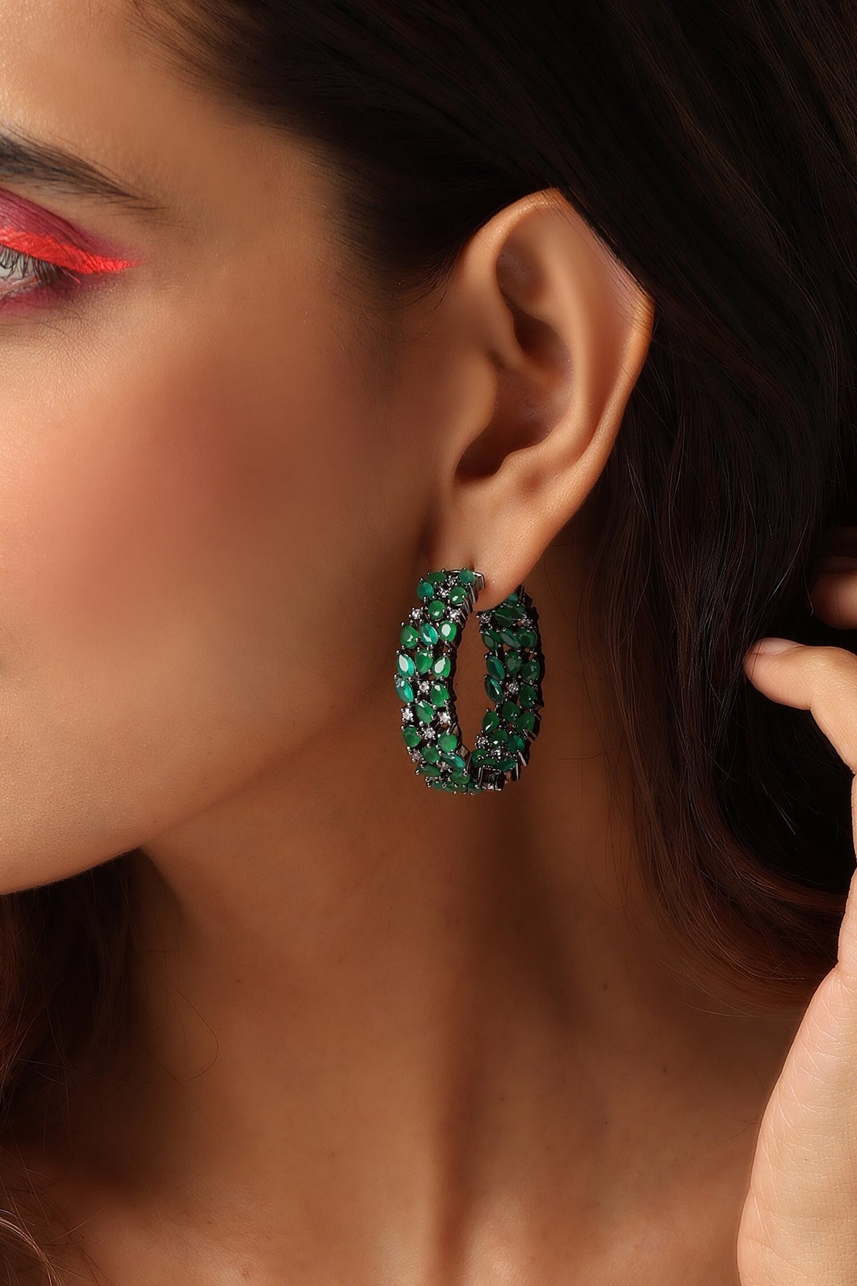 Zirconia Embellished Hoops 