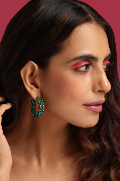 Zirconia Embellished Hoops 