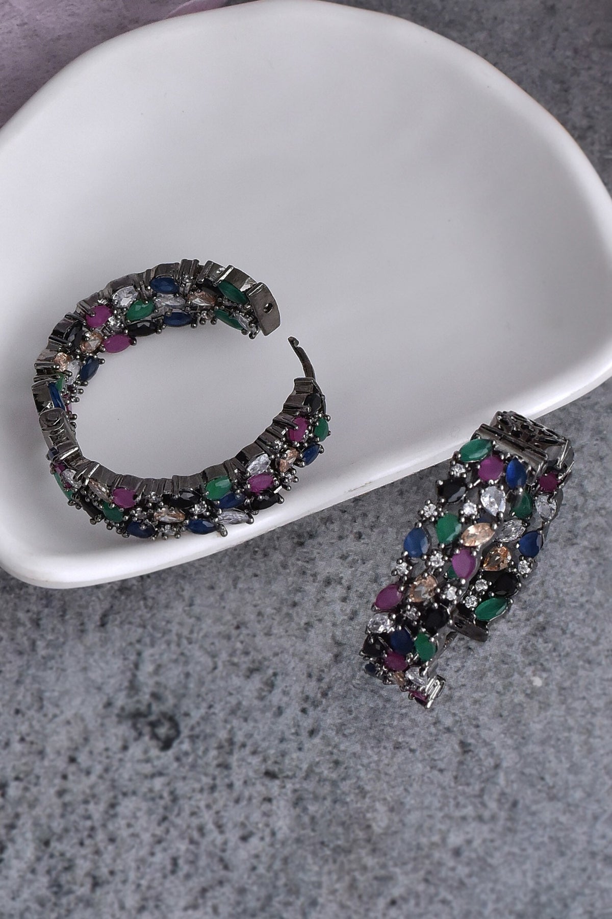 Zirconia Embellished Hoops 