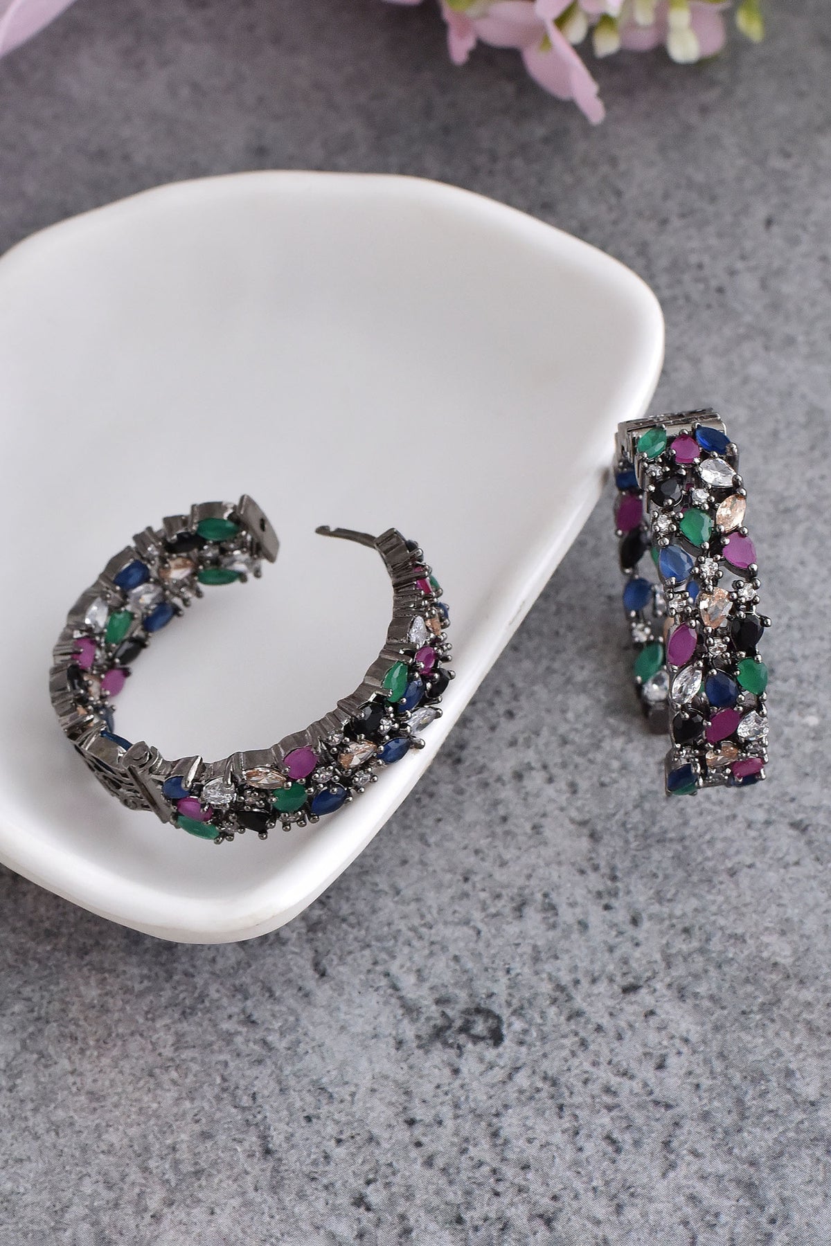 Zirconia Embellished Hoops 