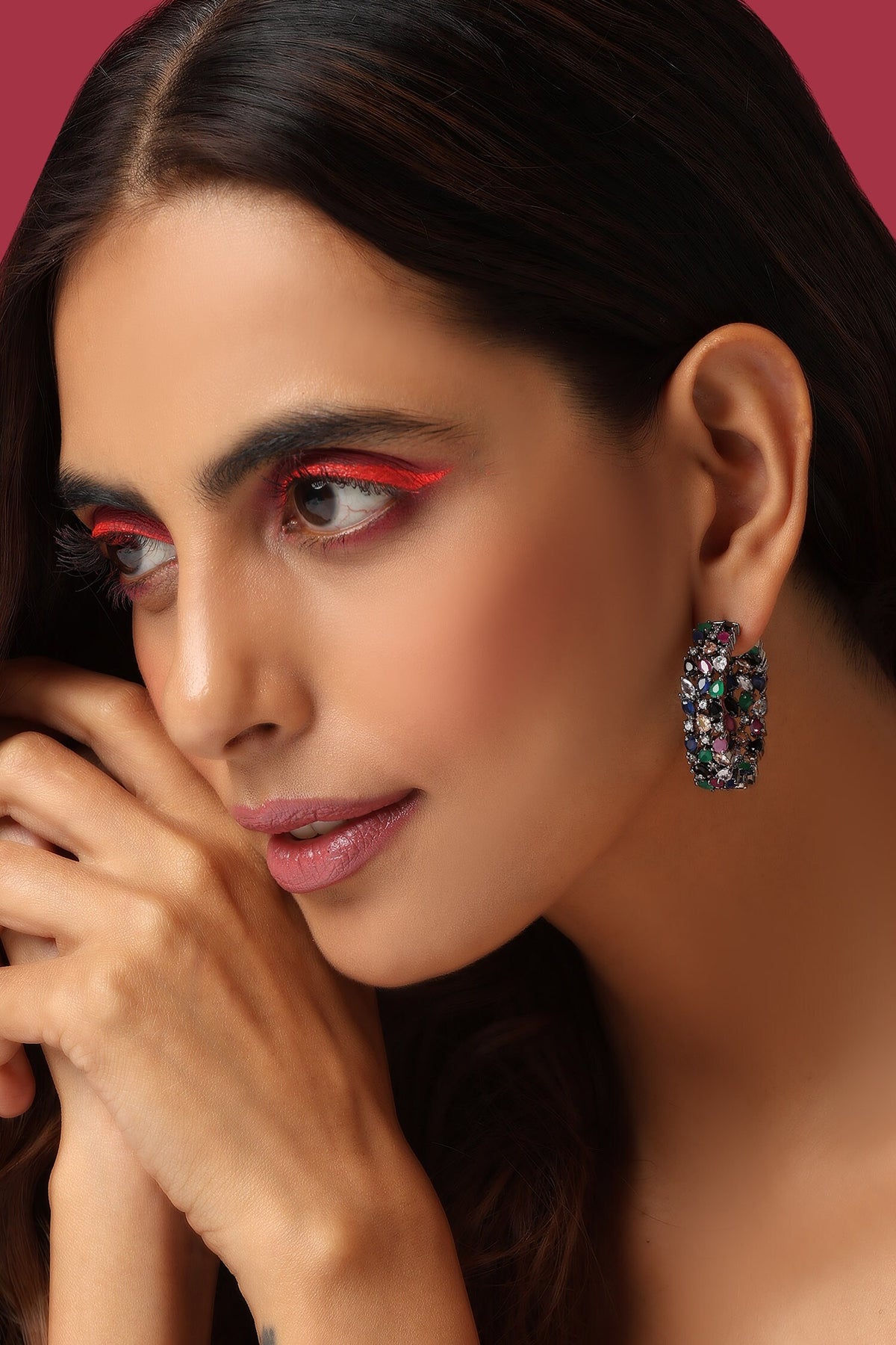 Zirconia Embellished Hoops 