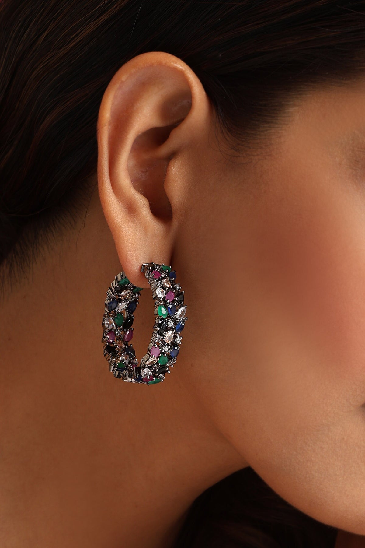 Zirconia Embellished Hoops 