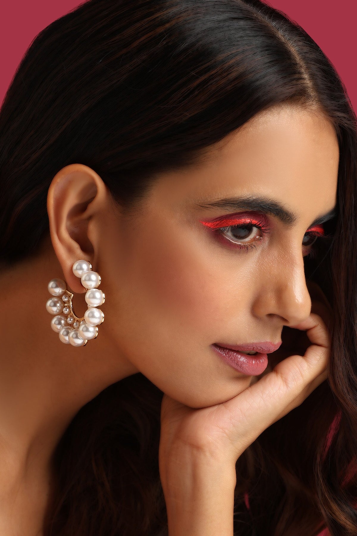 Pearl Embellished Hoops 