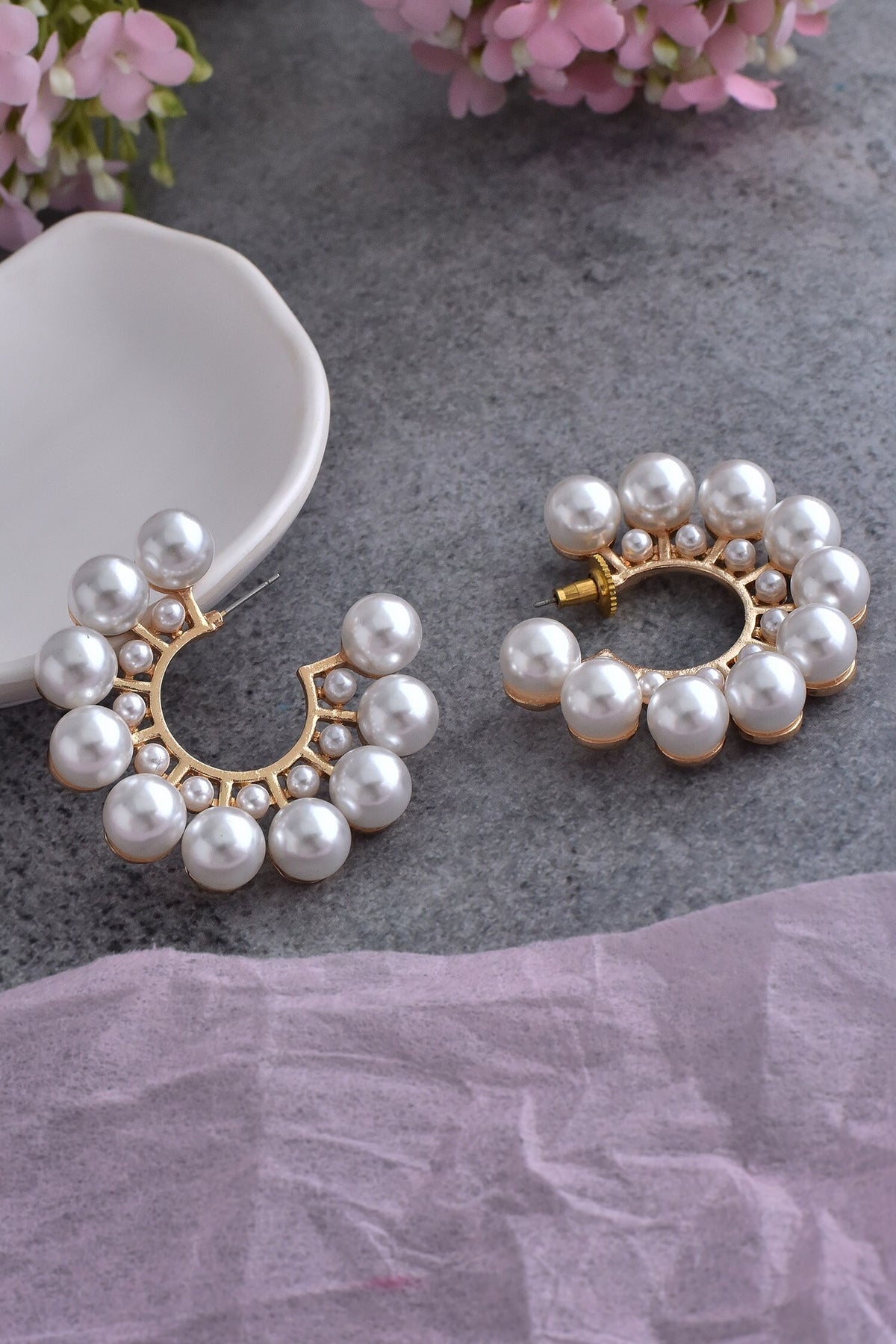 Pearl Embellished Hoops 