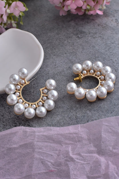 Pearl Embellished Hoops 