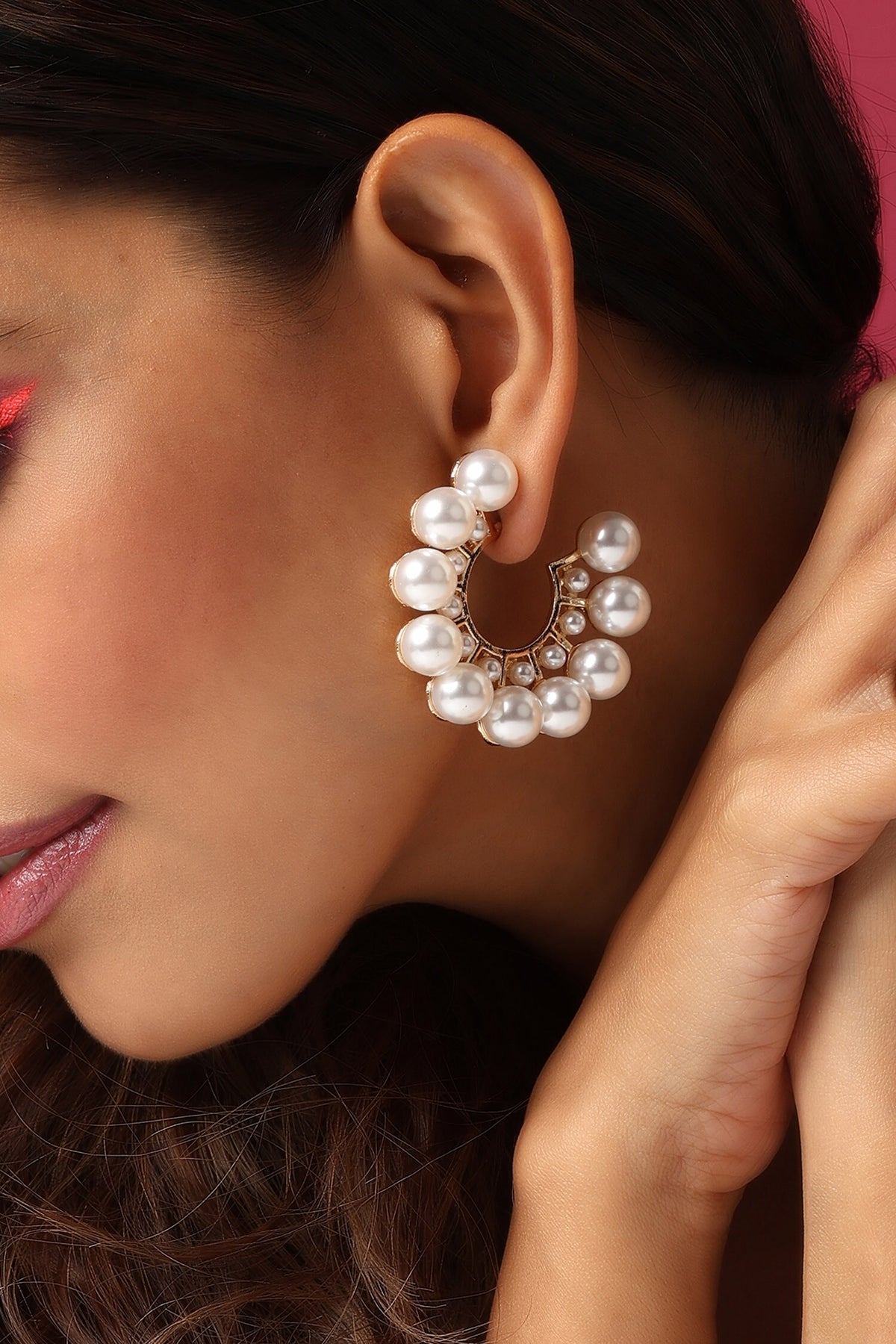 Pearl Embellished Hoops 