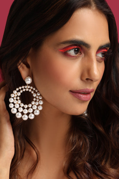 Pearl Embellished Dangler Earrings 
