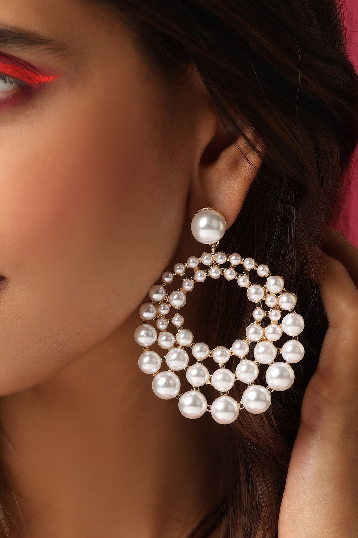 Pearl Embellished Dangler Earrings 