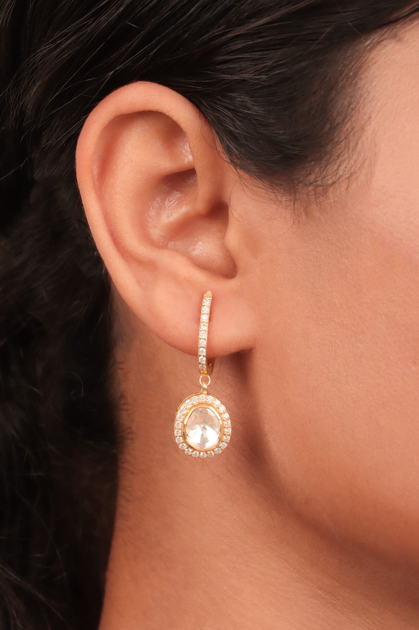 Moissanite Polki Embellished Earrings 
