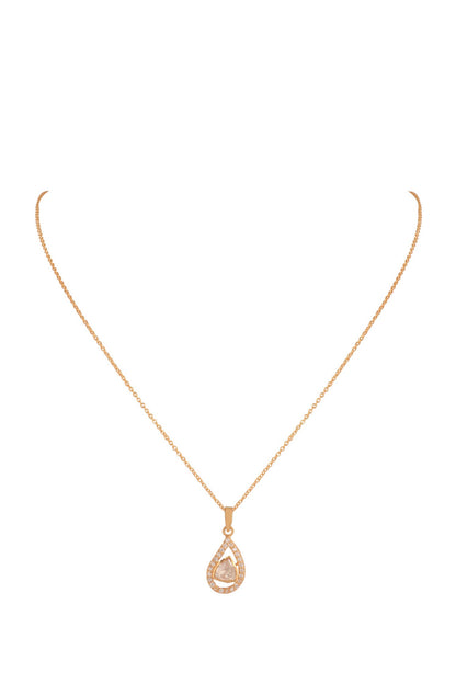 Moissanite Polki Embellished Raindrop Pendant Necklace 