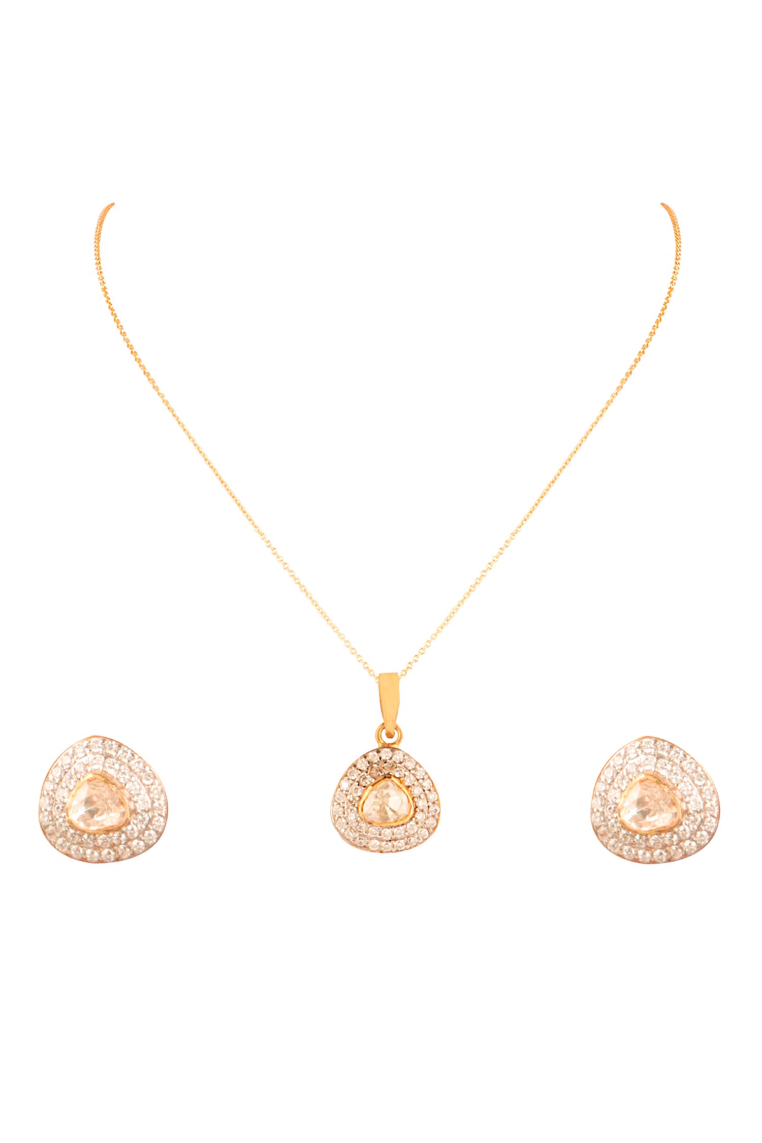 Moissanite Polki Embellished Pendant Set 