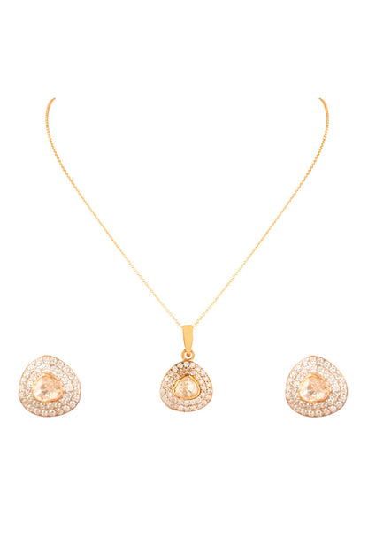 Moissanite Polki Embellished Pendant Set 