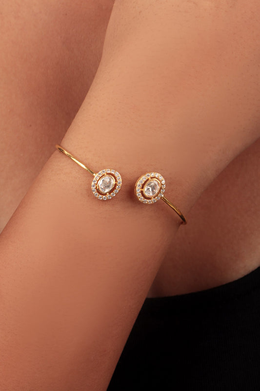 Moissanite Polki Embellished Cuff Bracelet 